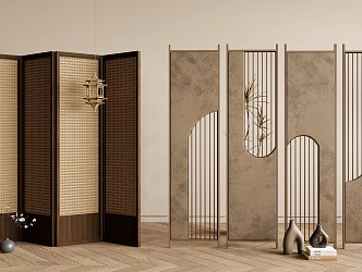 New Chinese Screen Wooden Screen Zen Screen 3d model