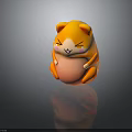 Cute Cartoon Hamster Character With Round Body Orange Pink Fur And Smiling Face