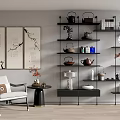 Ornaments Combination Bookshelf Bookcase Teapot 3d model