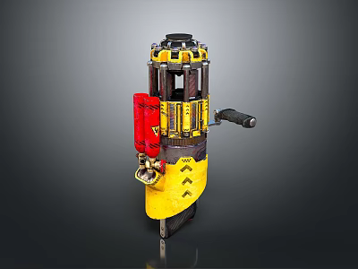 Yellow And Black Weapon With Red Component Handle And Hydraulic Mechanical Structure 3d model