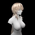 Game and Movie Character 3D Model Blonde Short Hair Faceless Upper Body Black Background