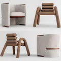 Modern Accent Leisure Chair With Curved Wooden Frame And Upholstered Seat Design