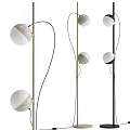 Modern Floor Lamp With Multiple Spherical Lights And Sleek Black White Design 3d model