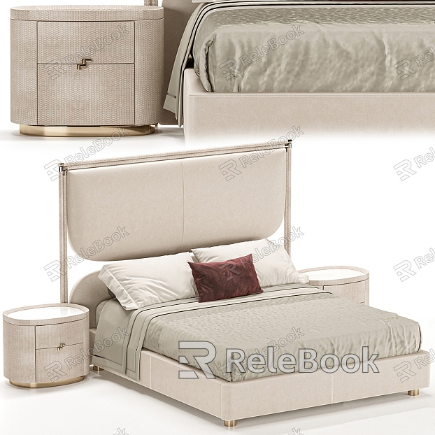 Light Luxury Double Bed Bedside Table model