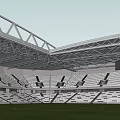 Modern Stadium Exterior Featuring Blue And White Striped Facade Design