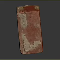 Close Up View Of Red Construction Brick With White Patches And Rough Surface Texture