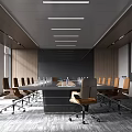 Modern Conference Room Interior Design With Long Table Leather Chairs Windows And Natural Light