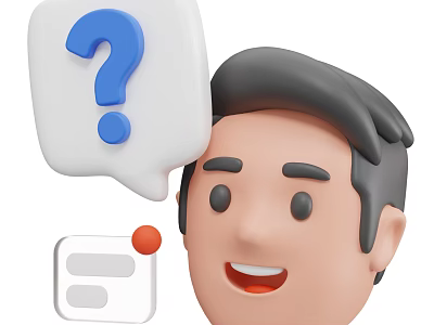 Game And Movie Cartoon Character With Question Mark Speech Bubble And Message Icon 3d model