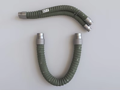 Green Flexible Hose With Metal Connectors In U And S Shapes On White Background 3d model