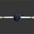 3D Female Game and Movie Character With Blue Ponytail Blue White Vest Skirt