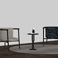 Stylish Accent Chairs With Woven And Patterned Fabric By Small Round Table On Wooden Floor