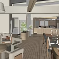 Modern Café Interior Design With Wooden Tables Cream Seats And Natural Light
