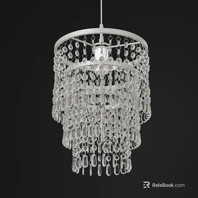 Elegant Layered Crystal Chandelier With Sparkling Hanging Crystals For Home Decoration 3d model 