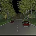 Well Constructed Road Facilities with Two Way Lanes Vehicles and Green Trees on Sides