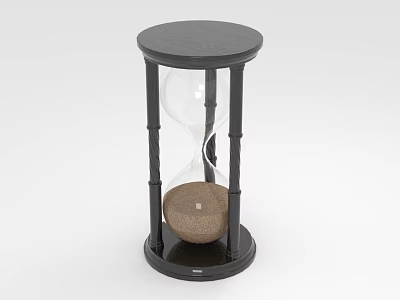 Classic Black Frame Hourglass With Round Base Transparent Glass And Brown Sand 3d model