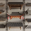 Chinese-style Eaves Eaves Tile Building Roof Door Head 3d model