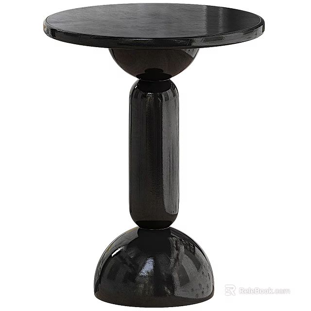 Black Minimalist Vanity Table With Spherical Base And Smooth Surface Design 3d model
