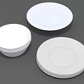 Minimalist White Ceramic Dinnerware Set With Stacked Bowls And Plates