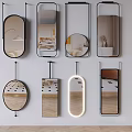 Modern Wall Mounted Mirrors in Various Shapes for Contemporary Interior Design 3d model