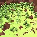 Cartoon Tree Cartoon Forest Cartoon Stone Low Poly Tree Meadow Stone Block 3d model