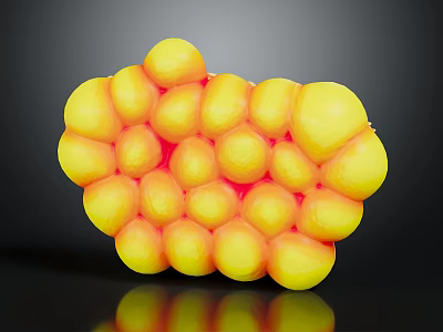 Yellow Spherical Organ Structure With Hair Like Textures And Shiny Surface Features 3d model