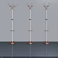 Three Modern Swing Doors With White Frames And Rose Gold Base Hooks Design 3d model