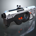 Futuristic AMER Weapon Design With Silver Black Body Aiming Scope And Orange Trigger 3d model