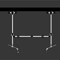 Square Black Table With Metal Legs On Dark Background With Reflection