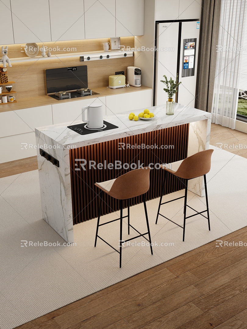 Modern Dining Table and Chair Combination 3d model