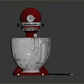 Red Stand Mixer With Silver Mixing Bowl For Home Kitchen Use 3d model