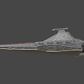 Interstellar Metal Fighter Ship With Detailed Red Gray Design In Cosmic Space
