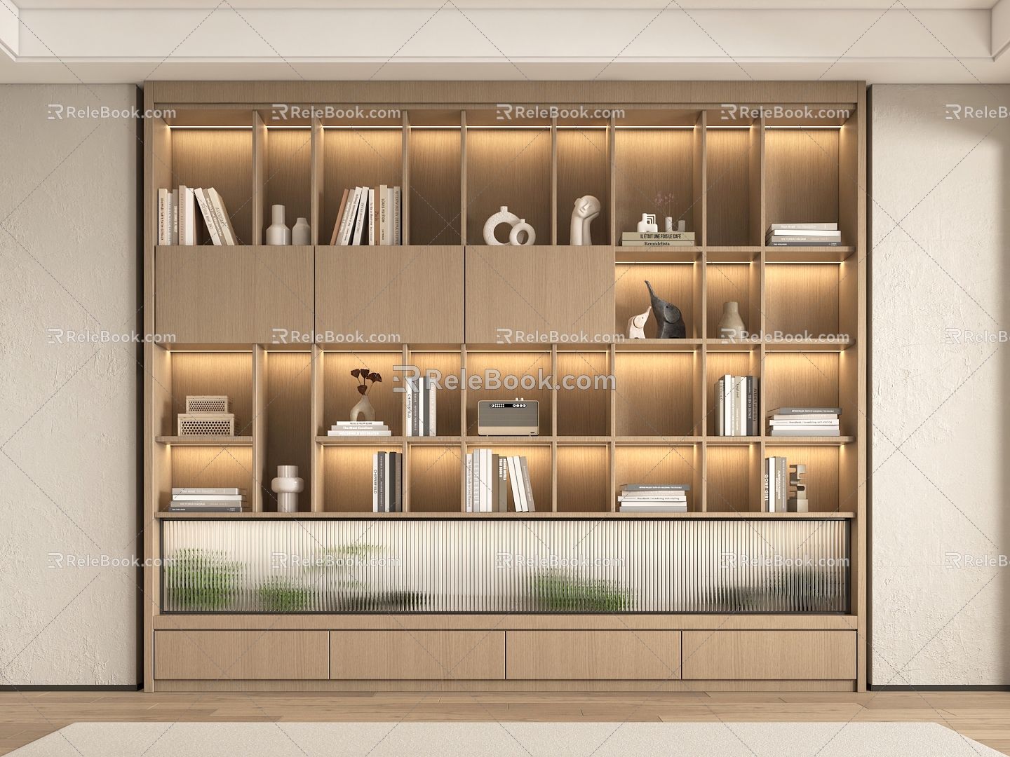 Simple bookcase decorative cabinet 3d model