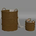 Large And Small Wicker Baskets With Handles Towel And Items 3d model