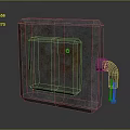Rusty Metal Box With Green Indicator Light And Side Pipe Fixture