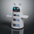 Adorable White Cat Shaped Robot Design With Blue Eyes Ears And Tray Layers
