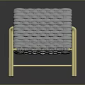 Modern Woven Fabric Chair with Gold Metal Frame and Comfortable Seat Backrest