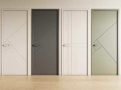 Modern Swing Doors with Geometric Patterns in Various Colors for Interior Design 3d model