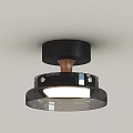 Modern Black and White Ceiling Lamps with Wooden Accents and Transparent Conical Shades