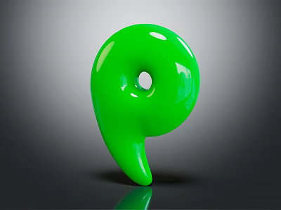 Modern Green Glossy Decorative Ornament Set With Abstract P Shape Design 3d model