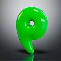 Modern Green Glossy Decorative Ornament Set With Abstract P Shape Design 3d model