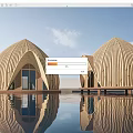 Modern Wooden Domed Homestay Buildings With Water Reflection And Design
