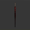 Ornate Red And Golden Axe Weapon With Flame Like Patterns And Long Handle