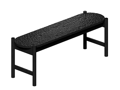 Black Bench With Textured Seat And Sturdy Black Frame Modern Design 3d model