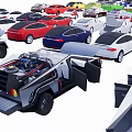 Various Car Models in Different Colors and Styles Arranged for 3d model