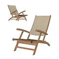 Wooden Frame Leisure Rocking Chair With Woven Seat And Backrest Design