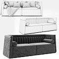 Double Sofa Double Sofa Leather Sofa Fabric Pillow Blanket 3d model