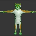 Cartoon Tiger Game Movie Character 3D Model With Open Arms Friendly Expression And Striped Design