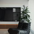 Modern Living Room Interior With Sofa Coffee Table Chandelier TV Plant And Area Rug