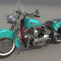 Classic Turquoise Motorcycle With Windshield Black Seat Chrome Details And Saddlebags