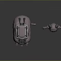 Artistic Mechanical Device and Cartoon Character Sculptures with Goggles and Spacesuit Like Outfit
